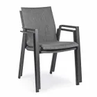 Scaun de exterior stivuibil din țesătură și aluminiu vopsit, 4 bucăți - Assia Viadurini