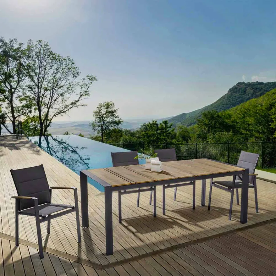 Scaun de exterior stivuibil din aluminiu textilen și antracit, 6 bucăți - Urban Viadurini