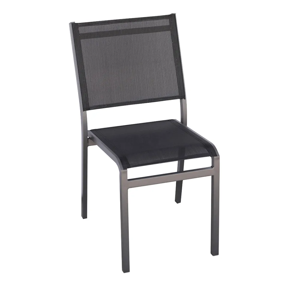 Scaun de grădină stivuibil din aluminiu și textilenă alb sau gri - Floraforma Viadurini