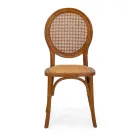 Scaun stivuibil pentru camera de zi din lemn Ailando și paie Vienna - Laguna Viadurini