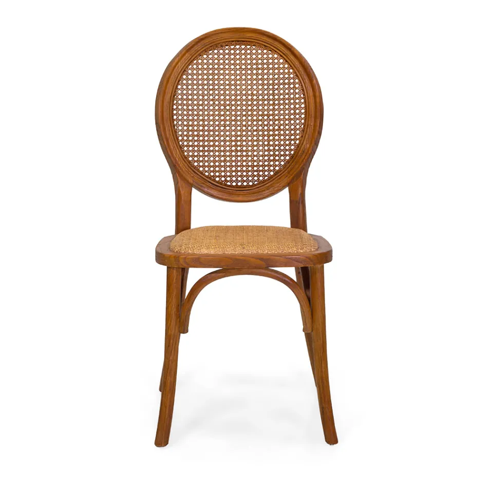 Scaun stivuibil pentru camera de zi din lemn Ailando și paie Vienna - Laguna Viadurini