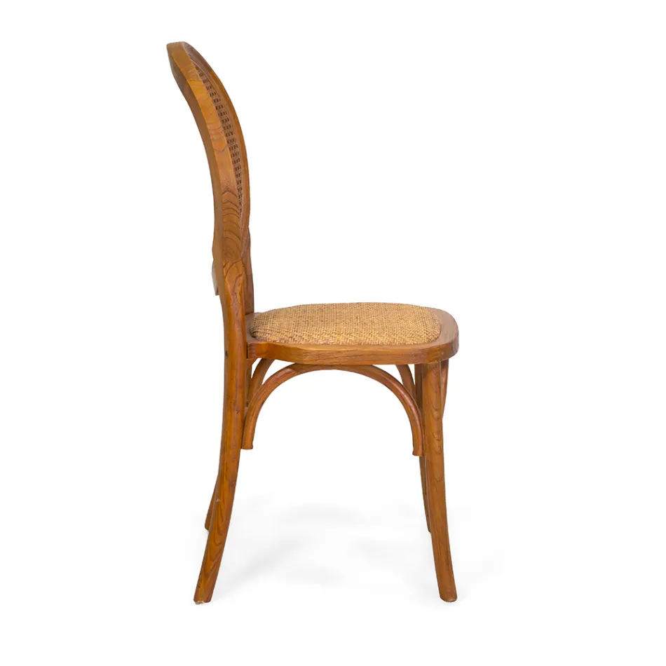 Scaun stivuibil pentru camera de zi din lemn Ailando și paie Vienna - Laguna Viadurini