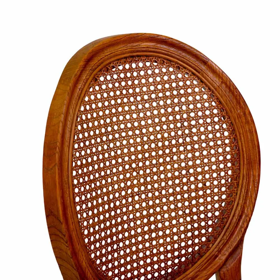 Scaun stivuibil pentru camera de zi din lemn Ailando și paie Vienna - Laguna Viadurini