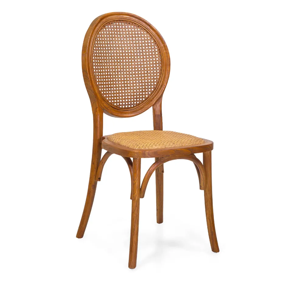 Scaun stivuibil pentru camera de zi din lemn Ailando și paie Vienna - Laguna Viadurini