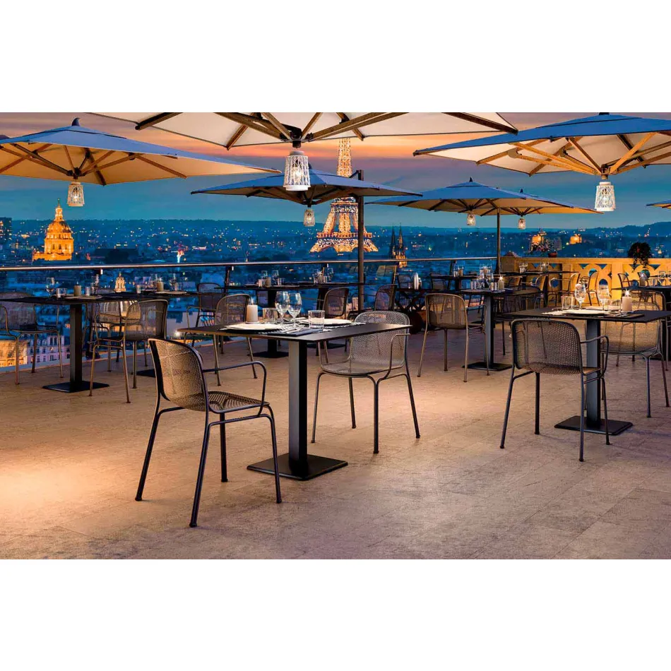 Scaun metalic în aer liber, aplicabil, fabricat în Italia, 4 piese - Verna Viadurini