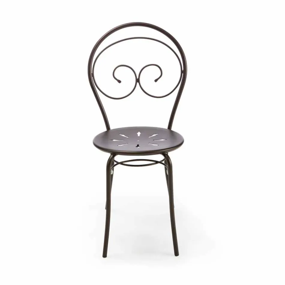 Scaun de exterior stivuibil din metal fabricat în Italia, 2 piese - autoritate Viadurini