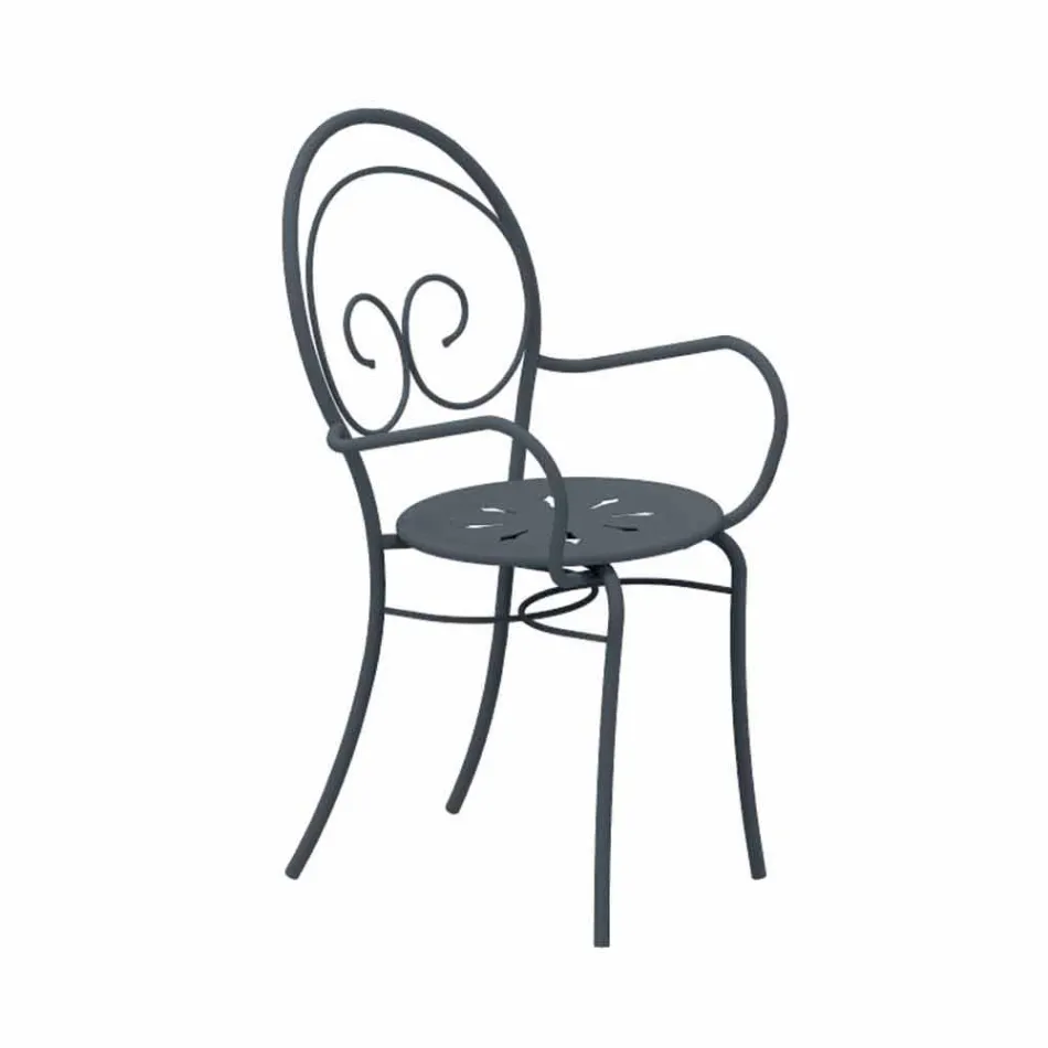 Scaun de exterior stivuibil din metal fabricat în Italia, 2 piese - autoritate Viadurini