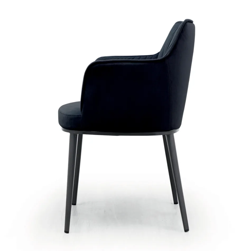 Scaun din otel cu sezut acoperit din catifea Made in Italy - Arisa Viadurini