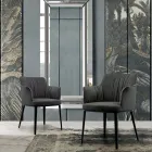 Scaun din otel cu sezut acoperit din catifea Made in Italy - Arisa Viadurini