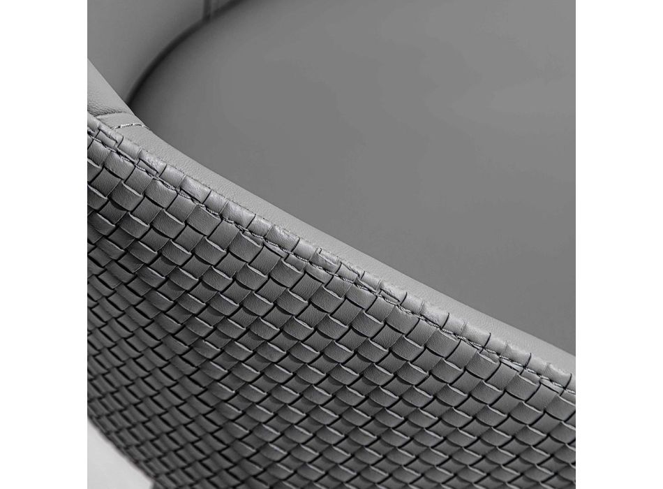 Scaun din piele artificială cu spate decorat și bază din metal negru, 2 bucăți - Nima Viadurini