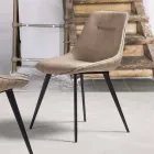 Scaun din Ecopiele Efect Nabuk, Structura Metalica - Ermes Viadurini