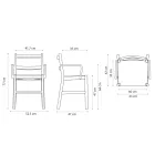 Scaun din fag masiv cu cotiere si scaun capitonat Made in Italy - Nora Viadurini