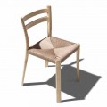 Scaun din frasin solid cu scaun țesut manual fabricat în Italia - Buri