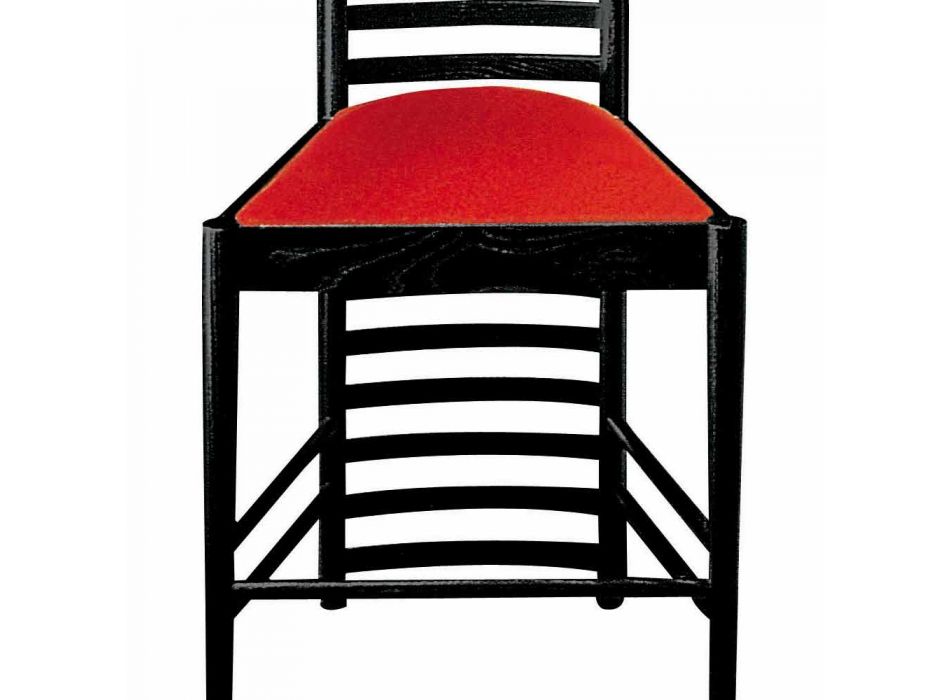 Scaun din frasin vopsit negru cu scaun din bumbac Made in Italy - Merapio Viadurini