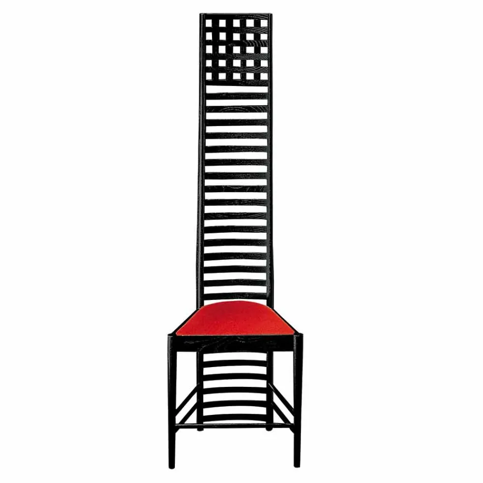 Scaun din frasin vopsit negru cu scaun din bumbac Made in Italy - Merapio Viadurini