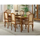 Scaun Clasic din Lemn cu Tesatura Tapitata de Lux Made in Italy - Majesty Viadurini