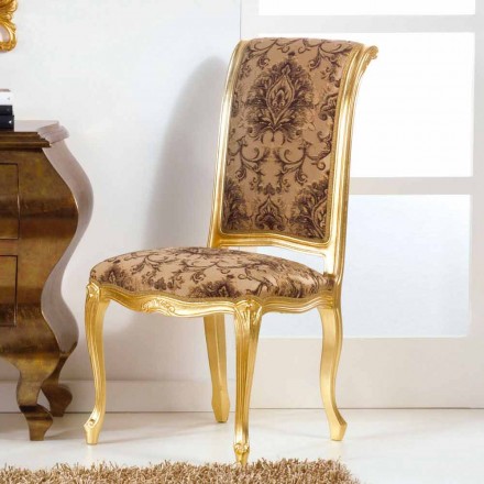 Scaun din lemn cu stil clasic, cu picioare frunze de aur Bellini Viadurini