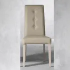 Scaun din lemn si scaun din piele ecologica cu nasturi cu design italian - Mircea Viadurini