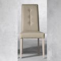 Scaun din lemn si scaun din piele ecologica cu nasturi cu design italian - Mircea
