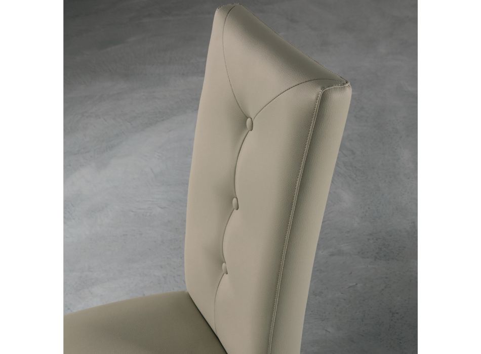 Scaun din lemn si scaun din piele ecologica cu nasturi cu design italian - Mircea Viadurini