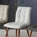 Scaun din lemn masiv tapițat cu piele ecologică mov Viadurini