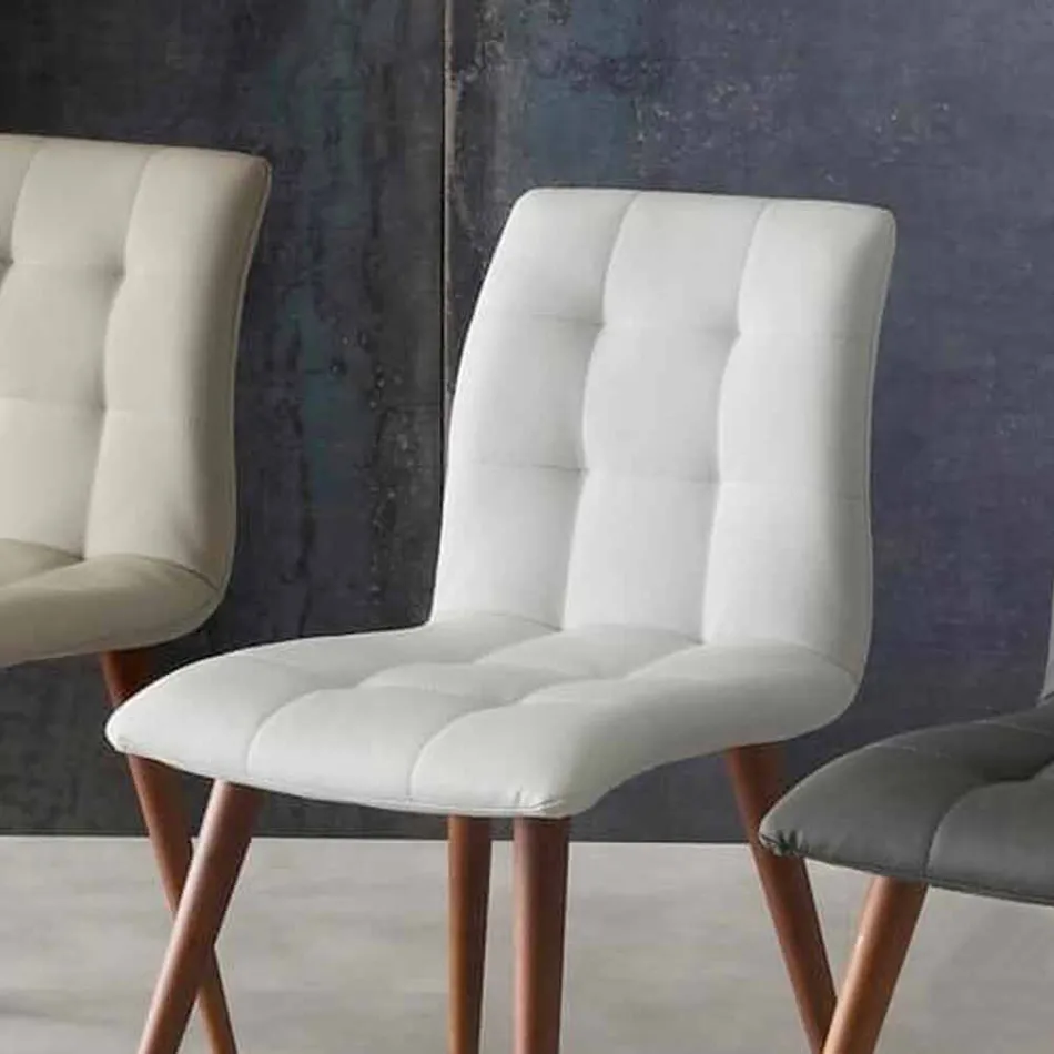 Scaun din lemn masiv tapițat cu piele ecologică mov Viadurini