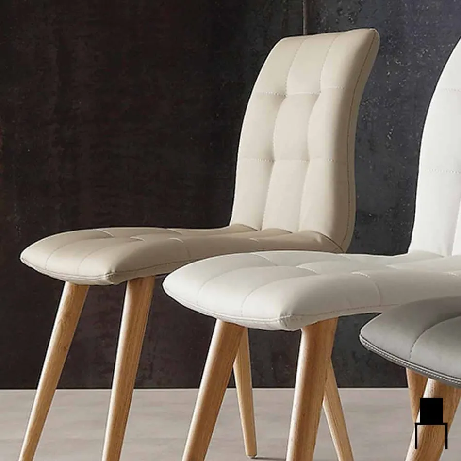 Scaun din lemn masiv tapițat cu piele ecologică mov Viadurini