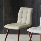 Scaun din lemn masiv tapițat cu piele ecologică mov Viadurini