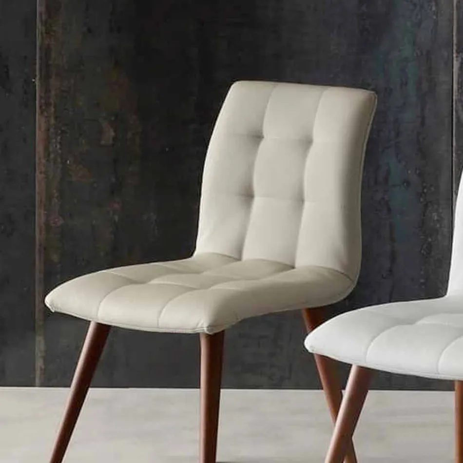 Scaun din lemn masiv tapițat cu piele ecologică mov Viadurini