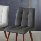 Scaun din lemn masiv tapițat cu piele ecologică mov Viadurini