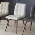 Scaun din lemn masiv tapițat cu piele ecologică mov Viadurini