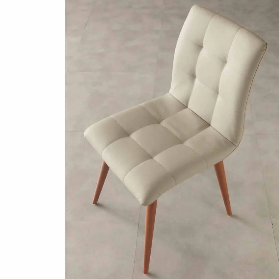 Scaun din lemn masiv tapițat cu piele ecologică mov Viadurini