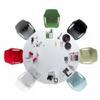 Scaun Stackable din Metal și Polipropilenă Fabricat în Italia, 4 bucăți - Caramel Viadurini