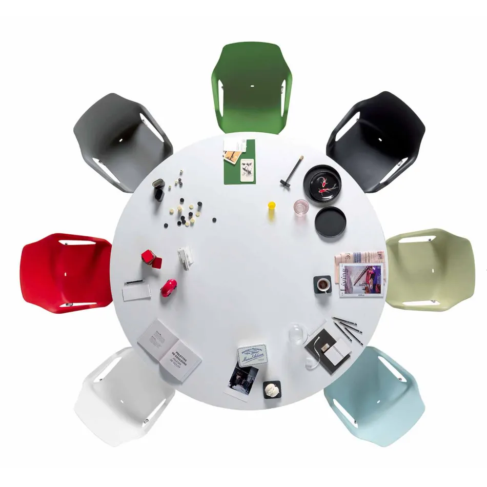 Scaun Stackable din Metal și Polipropilenă Fabricat în Italia, 4 bucăți - Caramel Viadurini