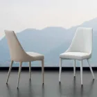 Scaun metalic imbracat integral in piele ecologica Nepitella Viadurini