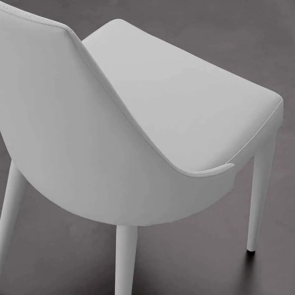 Scaun metalic imbracat integral in piele ecologica Nepitella Viadurini