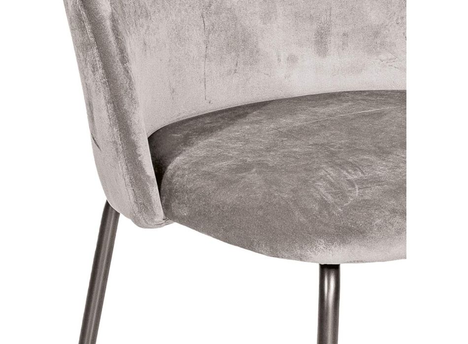 Scaun din metal negru și scaun din catifea gri Made in Italy - Meredith Viadurini