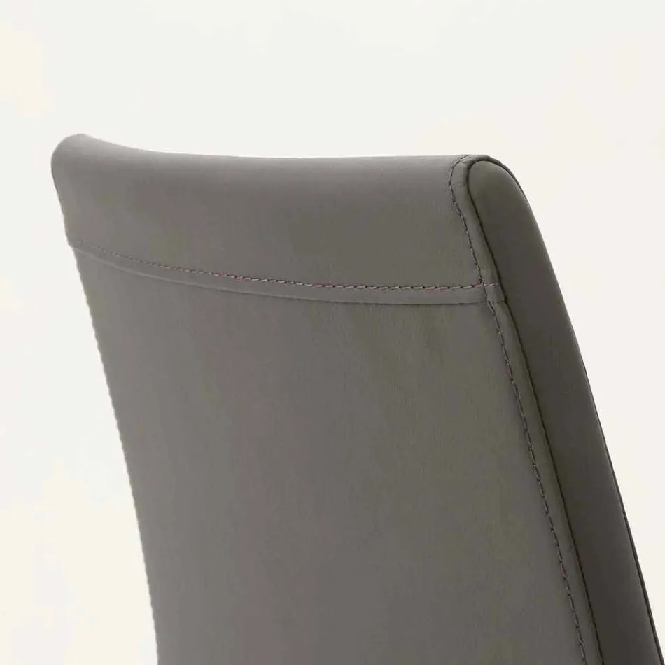 Scaun metalic Caserta imbracat in piele ecologica, design modern Viadurini