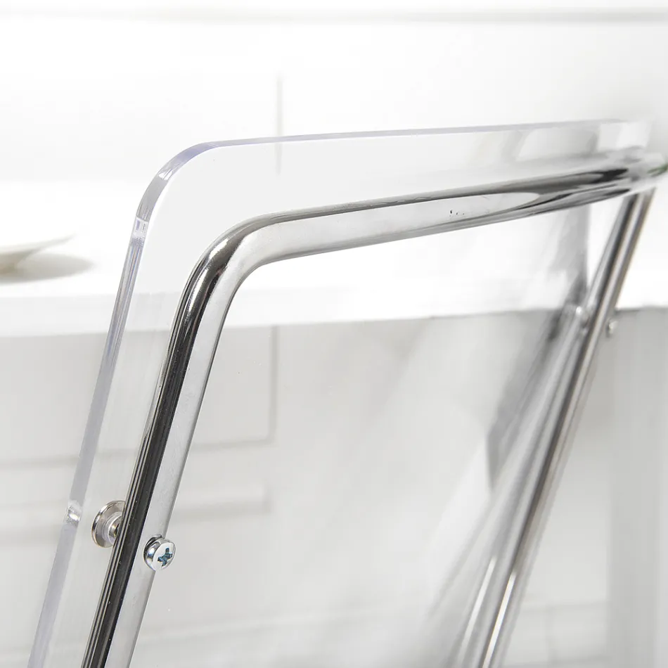 Scaun din Plexiglass Transparent si Fier Made in Italy 2 Piese - Charlotte Viadurini