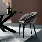 Scaun Tesatura cu Structura Otel Fabricat in Italia 4 Piese - Tagata Viadurini