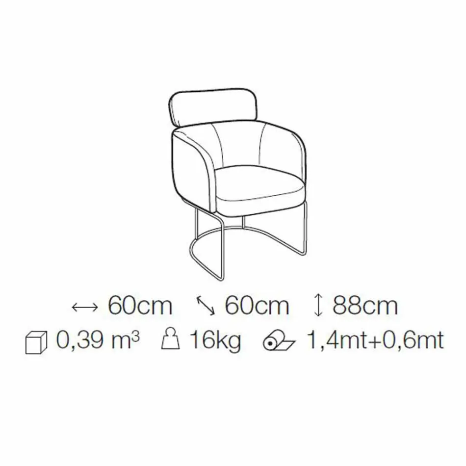 Scaun din stofă cu structură din metal negru de lux Made in Italy - Cacao Viadurini