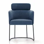 Scaun din stofă cu structură din metal negru de lux Made in Italy - Cacao Viadurini