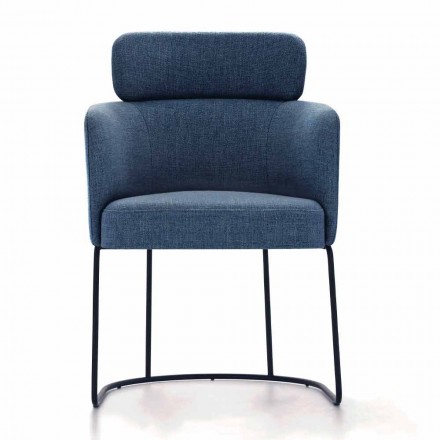 Scaun din stofă cu structură din metal negru de lux Made in Italy - Cacao Viadurini