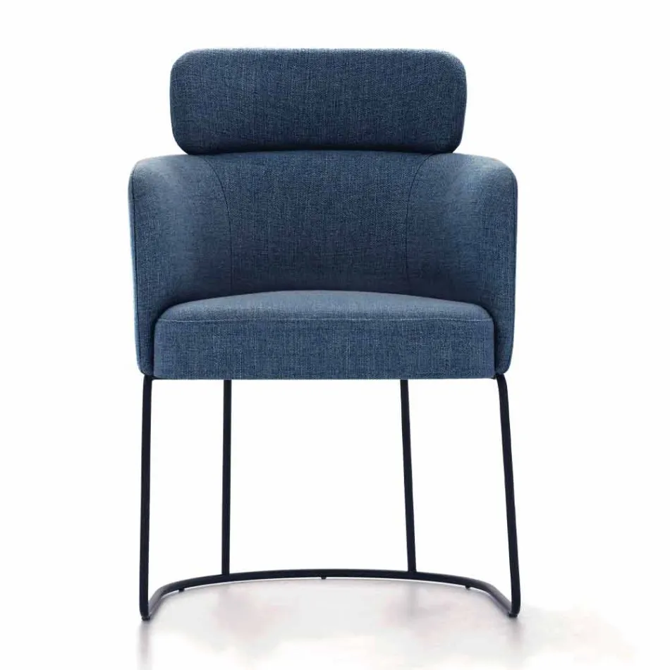 Scaun din stofă cu structură din metal negru de lux Made in Italy - Cacao Viadurini