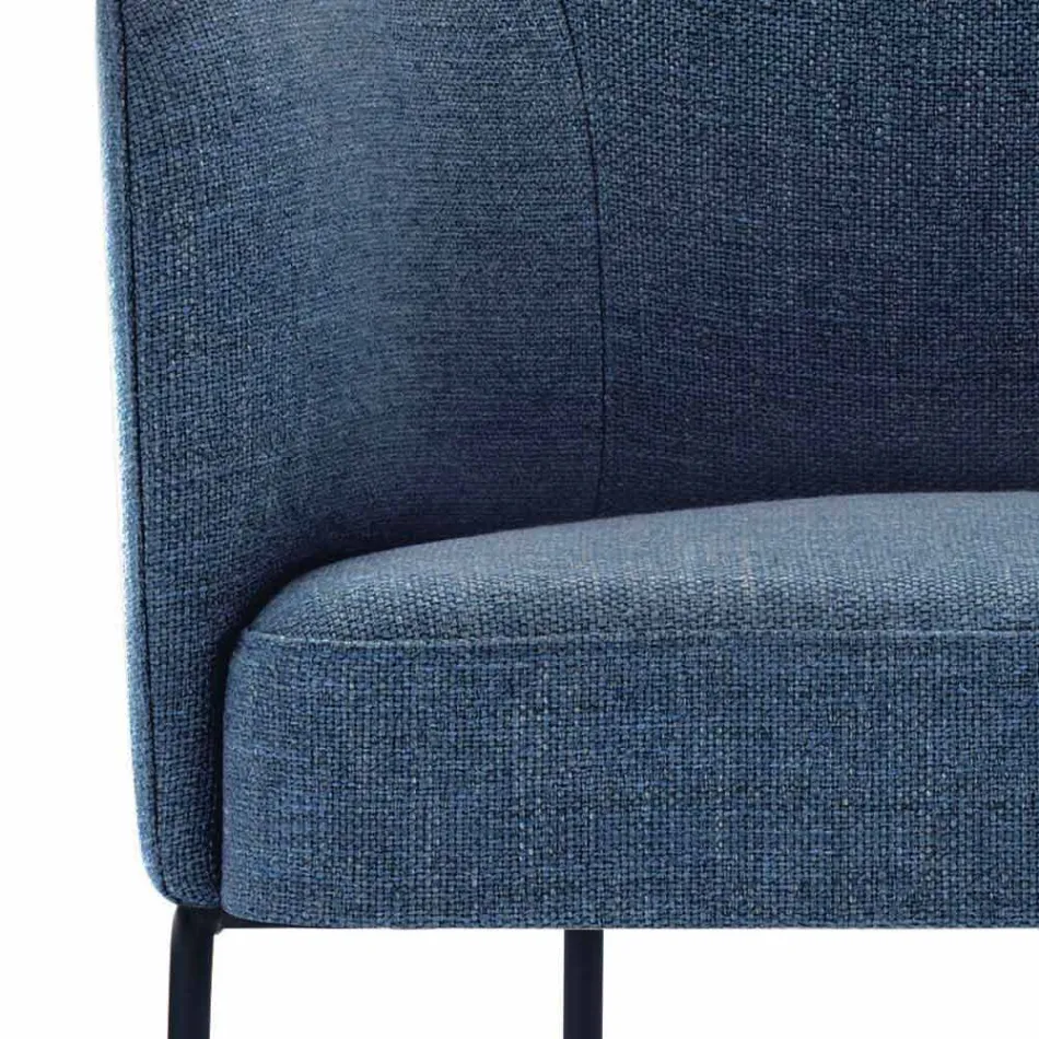 Scaun din stofă cu structură din metal negru de lux Made in Italy - Cacao Viadurini