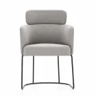 Scaun din stofă cu structură din metal negru de lux Made in Italy - Cacao Viadurini