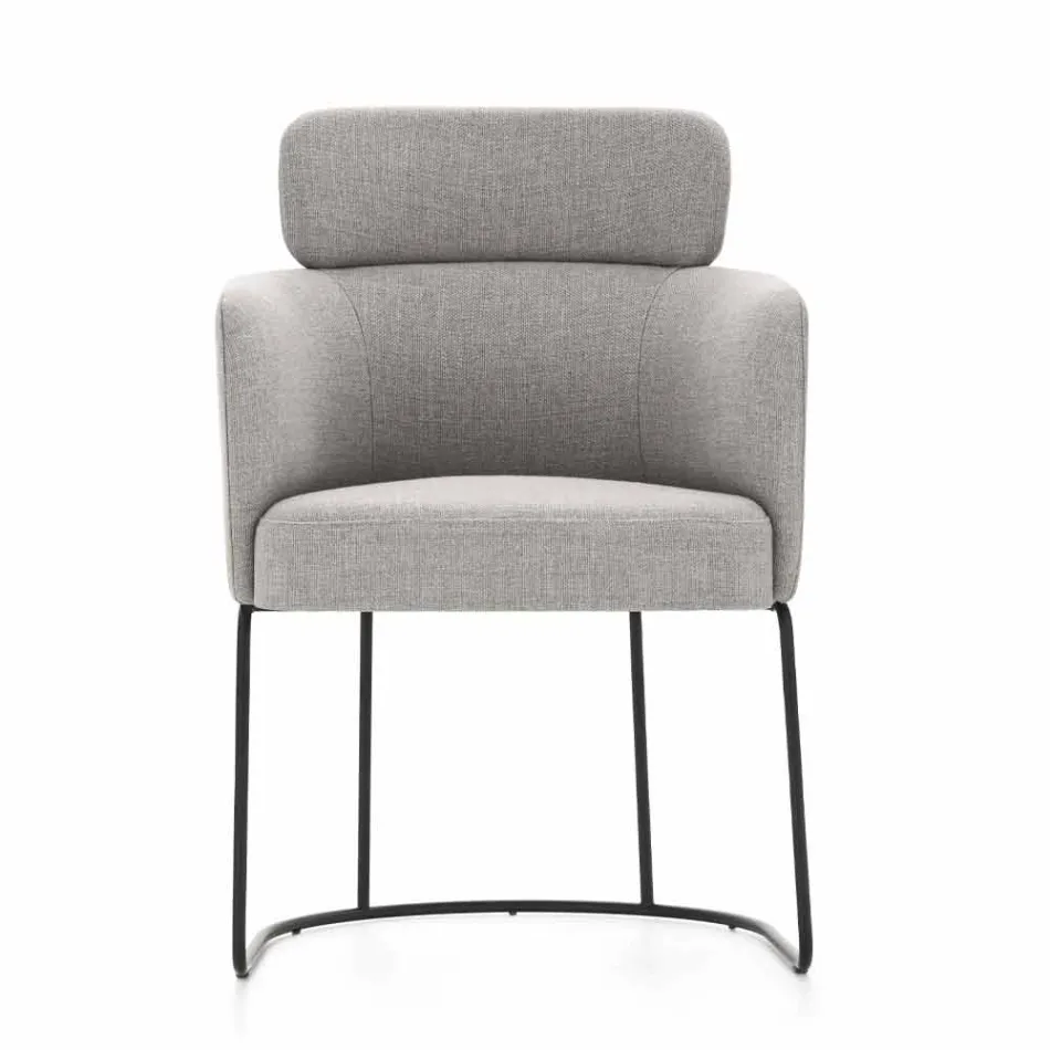 Scaun din stofă cu structură din metal negru de lux Made in Italy - Cacao Viadurini