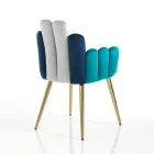 Scaun din țesătură cu efect de catifea gri, verde și albastru - Pepene verde Viadurini