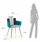 Scaun din țesătură cu efect de catifea gri, verde și albastru - Pepene verde Viadurini