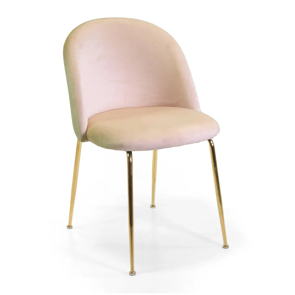 Scaun din catifea și cadru metalic în diferite finisaje - Penna Viadurini